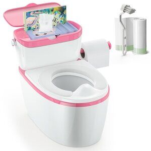 3-in-1 Toddler Potty Training Toilet with Flushing Sound, Wipes Storage & Toilet